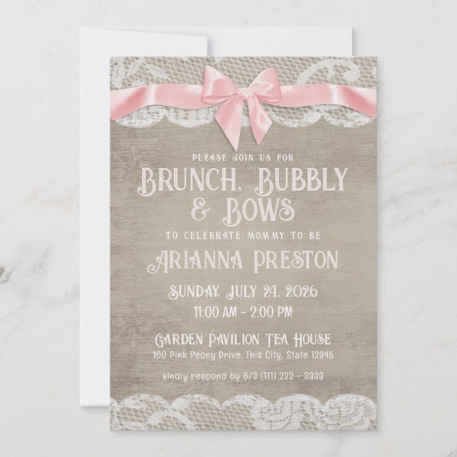 Brunch Bubbly y dobla la invitación de Baby Shower (Anverso)