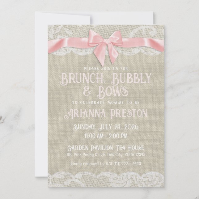 Brunch Bubbly y dobla la invitación de Baby Shower (Anverso)