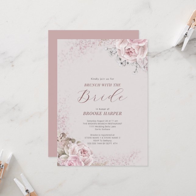 Brunch con la invitación floral de The Bride Rubor (Anverso/Reverso In Situ)