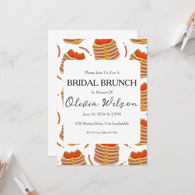 brunch con las invitaciones del brunch de novia (Anverso/Reverso In Situ)