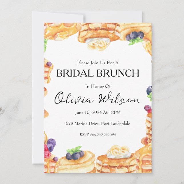 brunch con las invitaciones del brunch de novia (Anverso)