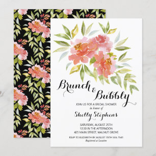 Brunch de moda e invitaciones bubbly floral