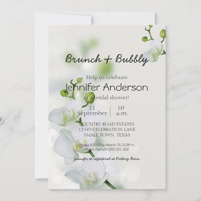 Brunch de novias con orquídeas elegante suave (Anverso)