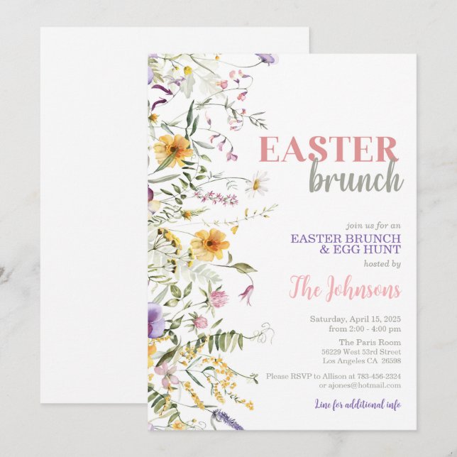 Brunch de Pascua y cacería de huevos Invitación fl (Anverso / Reverso)