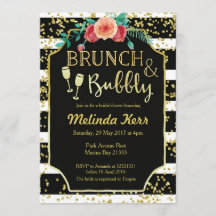 Brunch de rayas negras y blancas e invitación a bu