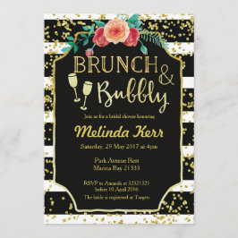 Brunch de rayas negras y blancas e invitación a bu
