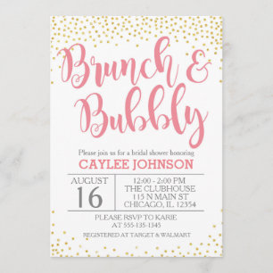 Brunch del oro y de Rubor e invitación burbujeante