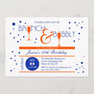Brunch e invitación burbujeante del cumpleaños
