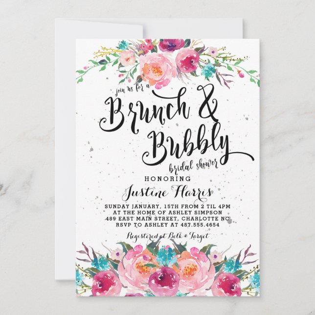 Brunch e invitación nupcial burbujeante de la (Anverso)
