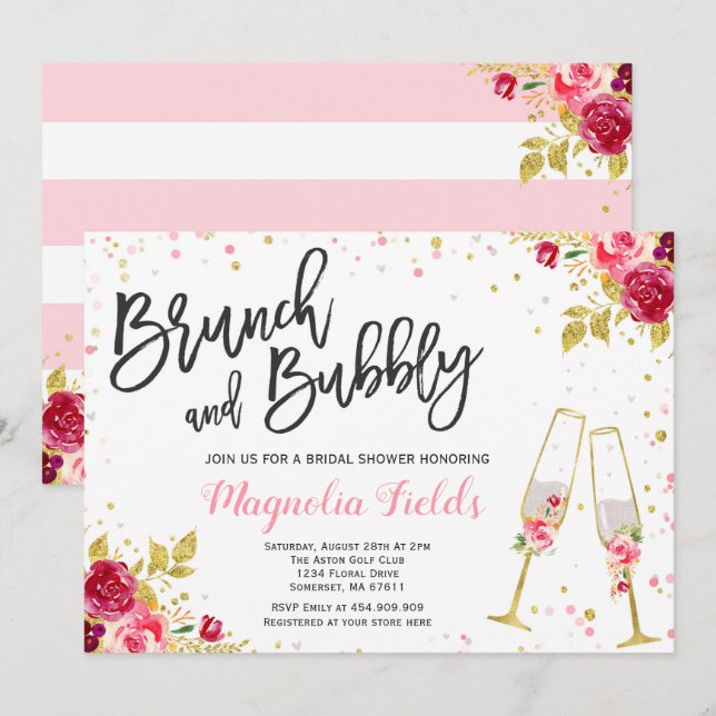 Brunch e invitación nupcial burbujeante de la (Anverso / Reverso)