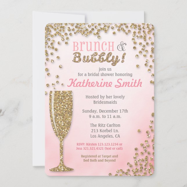 Brunch e invitación nupcial burbujeante del (Anverso)
