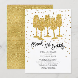 Brunch elegante del oro y invitación nupcial