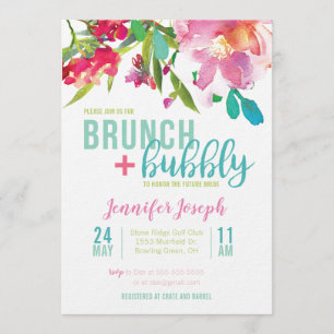 Brunch floral brillante e invitación burbujeante