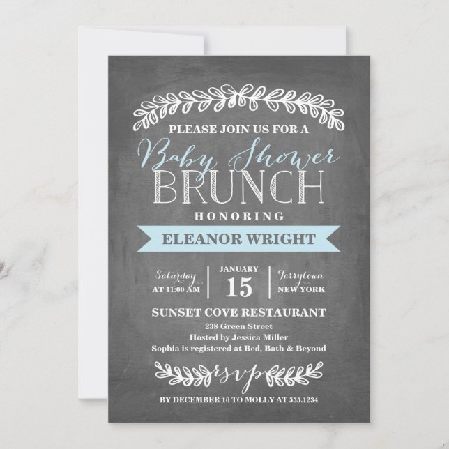 Brunch Laurel| Invitación de Baby Shower (Anverso)