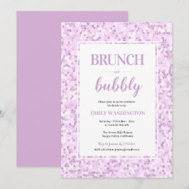 Brunch morado de mosaico e invitación a burbujas