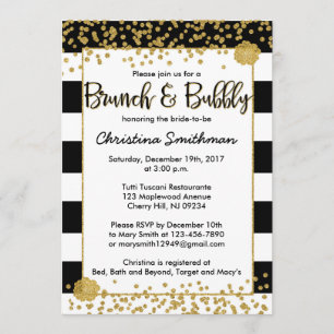 Brunch negro y oro e invitaciones burbujeantes