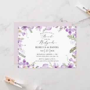 Brunch púrpura con invitación a matrimonio para re