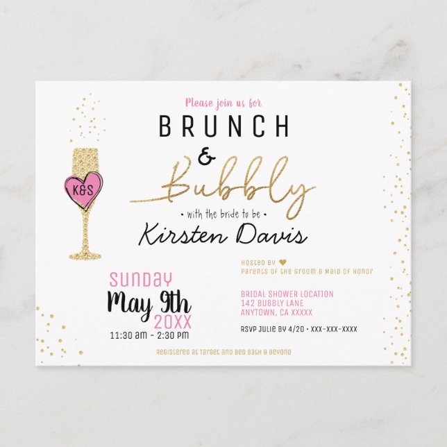 Brunch rústico e invitación a ducha de novias con  (Anverso)
