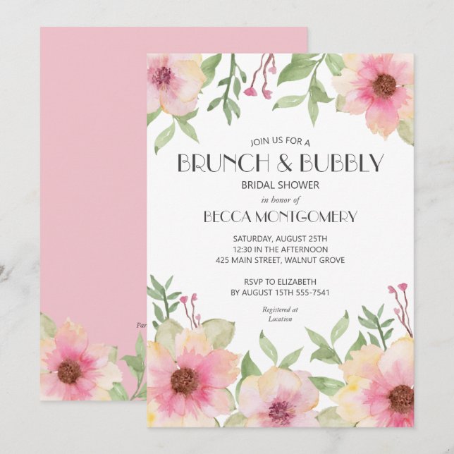 Brunch y Bubbly Rubor Pink Floral (Anverso / Reverso)