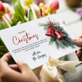 Brunches de pino y campanas rojas Feliz Navidad