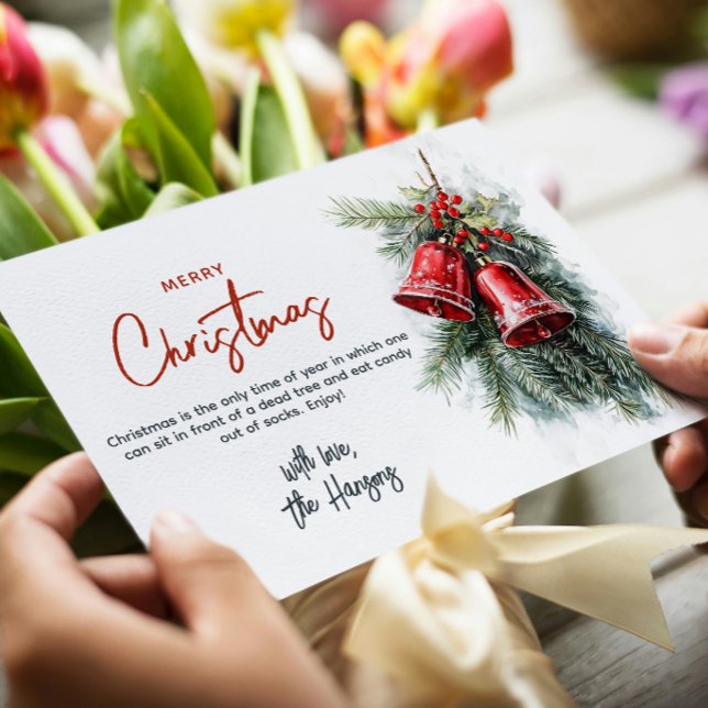 Brunches de pino y campanas rojas Feliz Navidad (Subido por el creador)