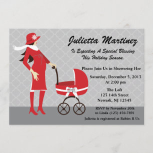 Brunette Baby Shower Invitación