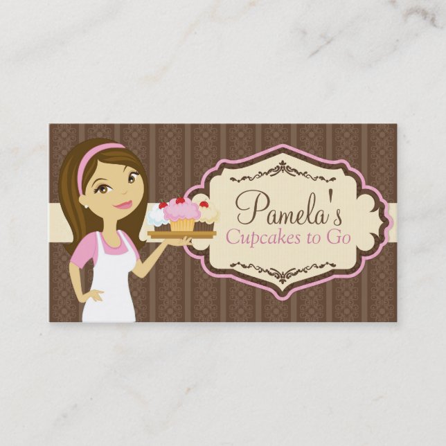 Brunette Baker Cupakes Tarjetas de visita D16 (Anverso)