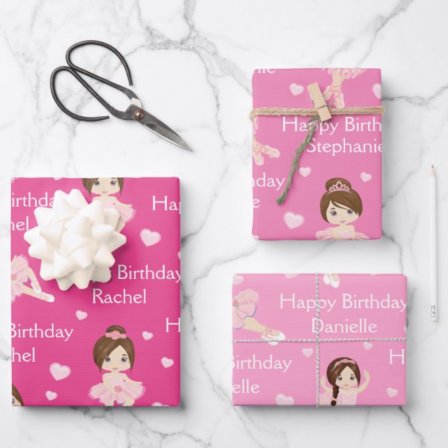 Brunette Ballerina Hojas de Papel Envolver (Anverso)