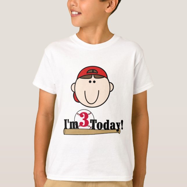 Brunette Boy Béisbol camisetas de tercer cumpleaño (Anverso)