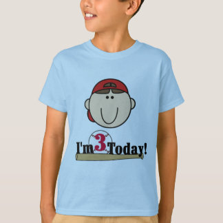 Brunette Boy Béisbol camisetas de tercer cumpleaño