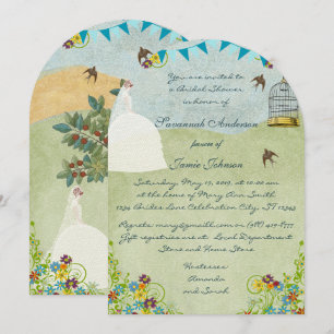 Brunette Bride Garden Bridal Shower Invitaciones