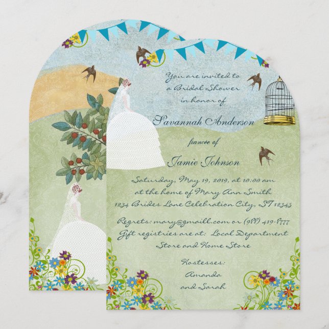 Brunette Bride Garden Bridal Shower Invitaciones (Anverso / Reverso)