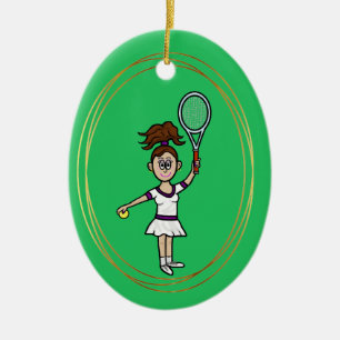 Brunette Femenina Jugadora De Tenis Ornamento De N