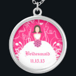Brunette Fuchsia Boda collar de dama de honor<br><div class="desc">Collares Keepsake Elija ya sea el acabado plateado de oro o el Personalizado exclusivo de plata estéril !st Navidades Boda regalo Keepsake Wedding Party Necklaces - para cambiar el color de fondo - haga clic en personalizar - haga clic en editar - elija la última herramienta en el menú desplegable...</div>