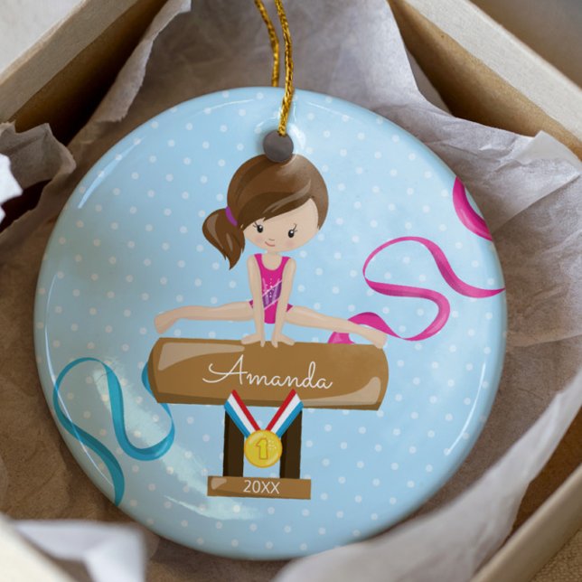 Brunette Gymnast Gymnastics Ornamento de Navidad (Subido por el creador)