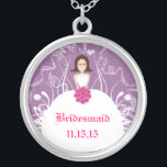 Brunette Lavender Boda collar de dama de honor<br><div class="desc">Collares Keepsake Elija ya sea el acabado plateado de oro o el Personalizado exclusivo de plata estéril !st Navidades Boda regalo Keepsake Wedding Party Necklaces - para cambiar el color de fondo - haga clic en personalizar - haga clic en editar - elija la última herramienta en el menú desplegable...</div>