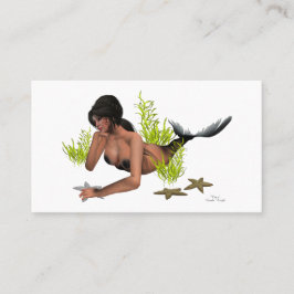 Brunette Mermaid Con Tarjeta De Negocios Starfish