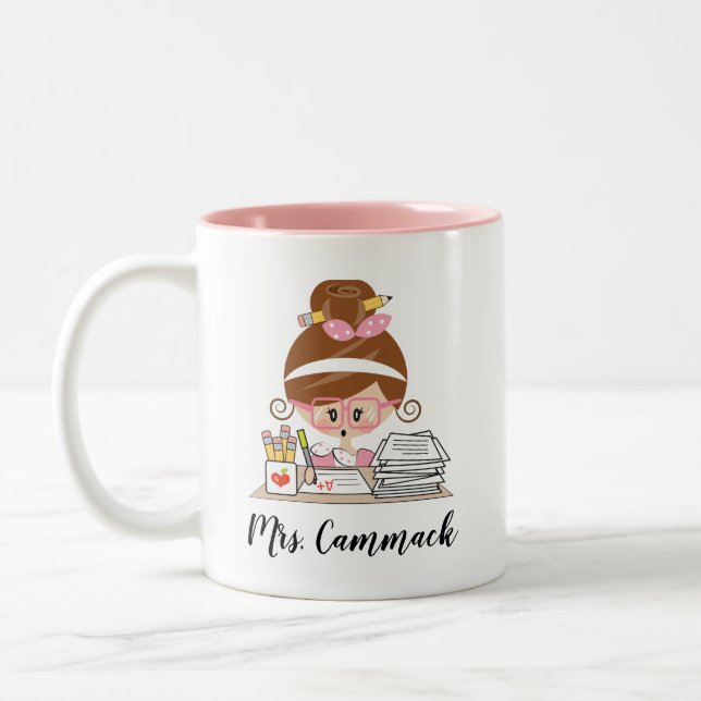 Brunette personalizado de la taza del profesor (Izquierda)