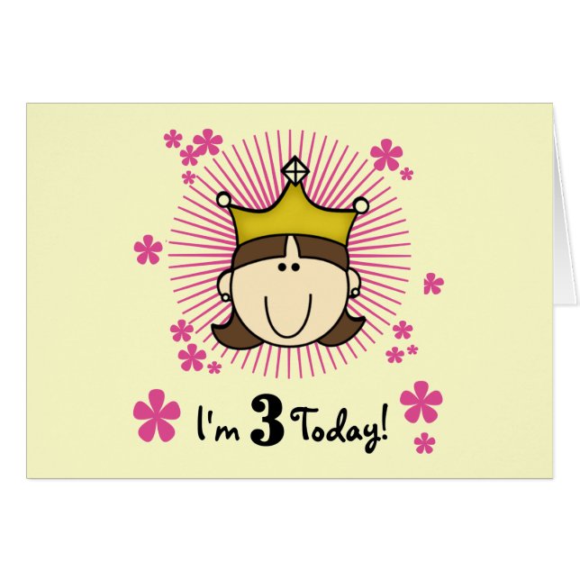 Brunette Princess 3er cumpleaños camisetas y regal (Anverso (Horizontal))