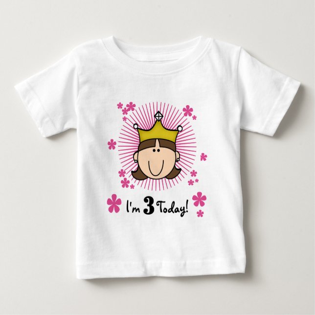 Brunette Princess 3er cumpleaños camisetas y regal (Anverso)