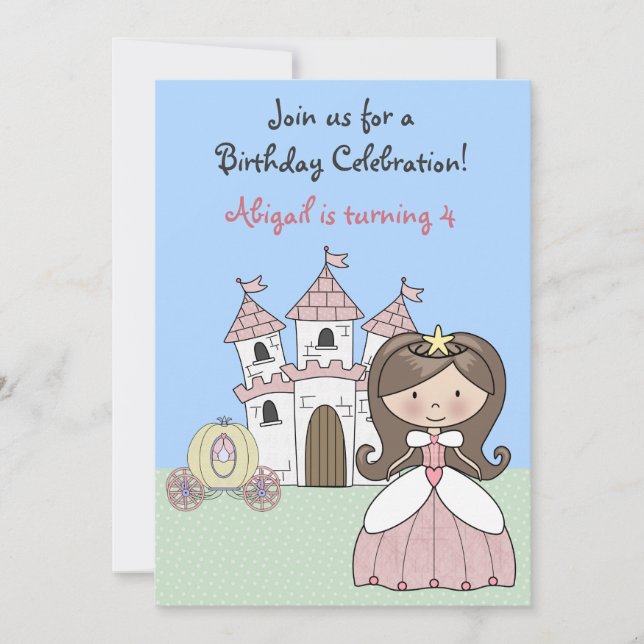 Brunette Princess Fairy Tale Invitación de cumplea (Anverso)
