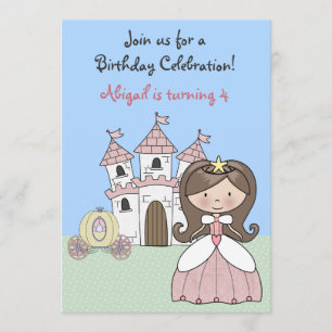 Brunette Princess Fairy Tale Invitación de cumplea