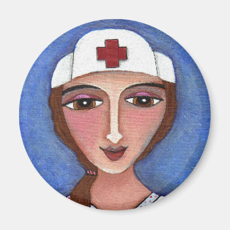 Brunette RN - enfermera de arte folclórico / imán