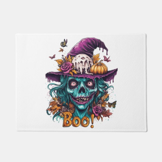 ¡Bu!" Alfombra de bienvenida de sombrero de bruja  (Anverso)
