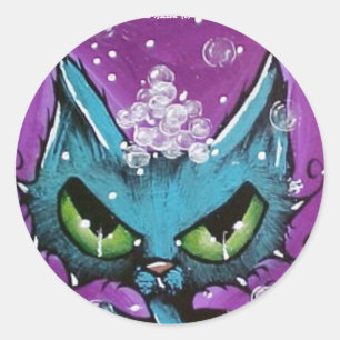 Bubble Bath Cat Pegatina redonda