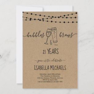 Bubble & Brews 21ª Invitación de fiesta de cumplea