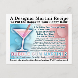 Bubble Gum Candy Martini Opus Tarjeta de dos recet