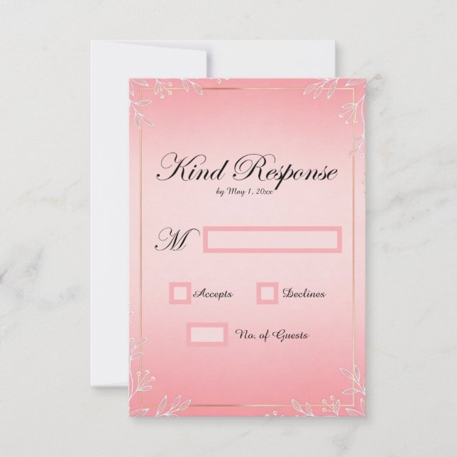 Bubblegum Blush Wedding RSVP Cards (Anverso)