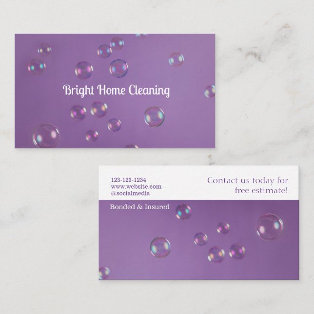 Bubbles Home Cleing Services - Tarjeta de presenta (Anverso / Reverso)