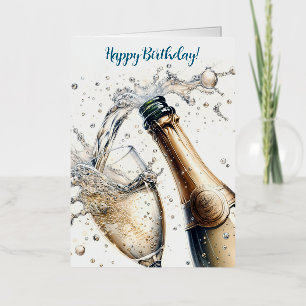 Bubbly champagne Happy Birday